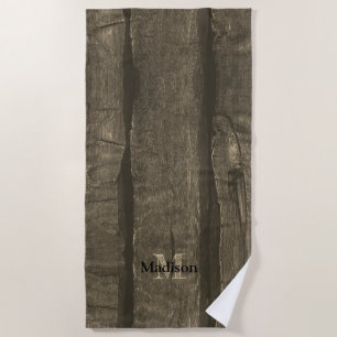 Rustiek bruin goud sepia oud hout Monogram Strandlaken