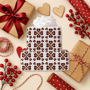 Rustiek Bruin Hart Bloemen Wit Cadeaupapier