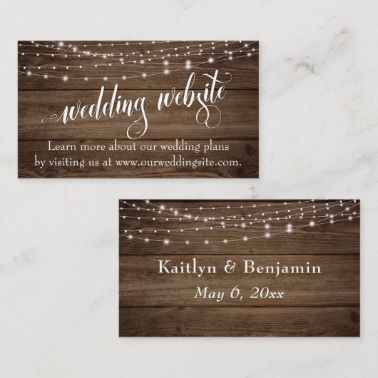 Rustiek Bruin Hout & Lichte Koorden, Huwelijkswebs Informatiekaartje (Voorkant / Achterkant)
