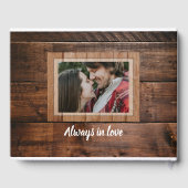 Rustiek Bruin Hout Paar Foto Huwelijk Gastenboek (Achterkant)