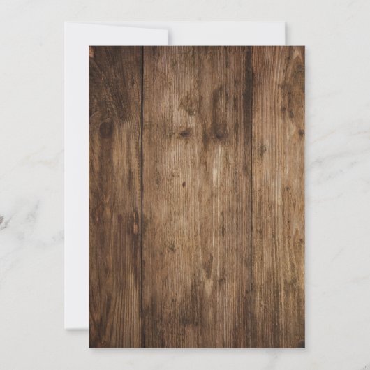 Rustiek Bruin Hout, Scrollwork, Typografie Huwelij Kaart (Achterkant)