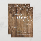 Rustiek Bruin Hout, Witte Lichte Koorden RSVP (Voorkant / Achterkant)