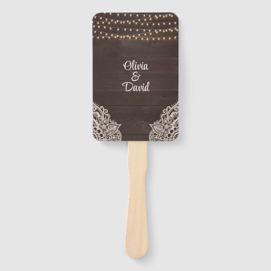 Rustiek Bruin Houten Koord Licht Huwelijksprogramm Handwaaier (Voorkant)