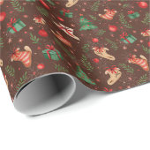 Rustiek Bruin Kerst Wrapping Papier - Warm Holid (Rol Hoek)