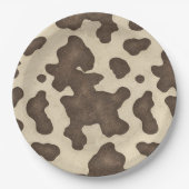 Rustiek Bruin Koe Print Country Western Rodeo Part Papieren Bordje (Voorkant)