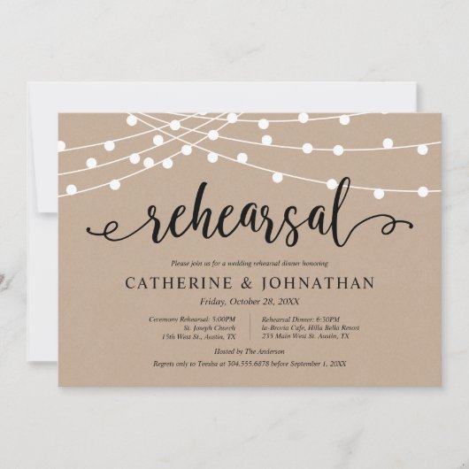 Rustiek Bruin Kraft, Huwelijksrepetitie en Diner I Kaart (Voorkant)