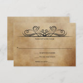 rustiek bruin met zwarte rollen RSVP Kaart (Voorkant / Achterkant)
