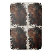 Rustiek Bruin Patchwork Koeienhuid Badmat (Voorkant Verticaal)