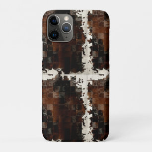 Rustiek Bruin Patchwork Koeienhuid iPhone 11 Pro Hoesje