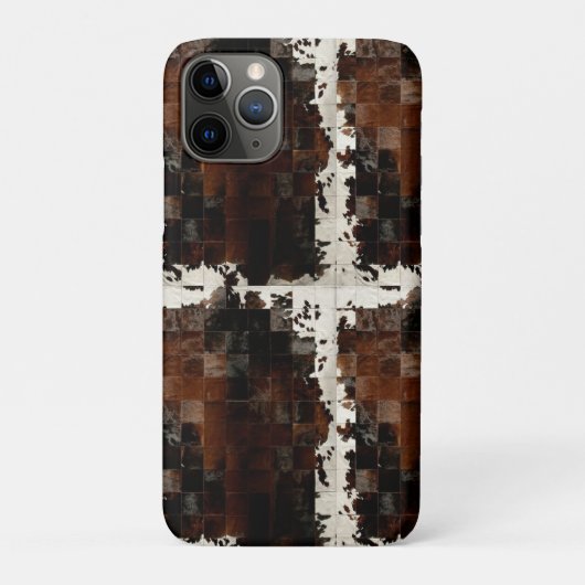 Rustiek Bruin Patchwork Koeienhuid Case-Mate iPhone Case (Achterkant)