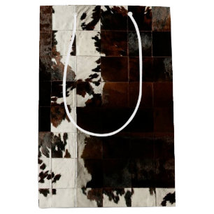 Rustiek Bruin Patchwork Koeienhuid Medium Cadeauzakje