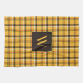 Rustiek Bruin Plaid Patroon Monogram Theedoek (Horizontaal)