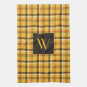 Rustiek Bruin Plaid Patroon Monogram Theedoek (Verticaal)