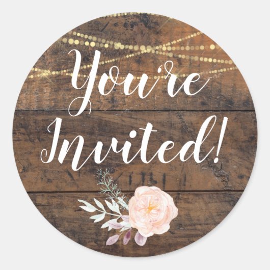 Rustiek Bruin Schuur Hout Uitnodiging Envelop Zege Ronde Sticker (Voorkant)