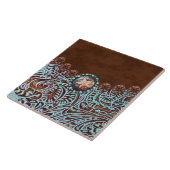 Rustiek Bruin Turquoise Cowboy Western Land Tegeltje (Zijkant)