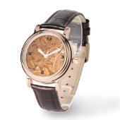 Rustiek bruin western land bewerkt leder horloge (Hoek)