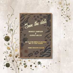 Rustiek Bruin Wild Animal Wedding Save the Date Folie Uitnodiging