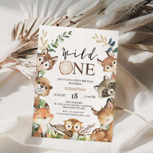 Rustiek Bruin wild One Boys Woodland 1e Verjaardag Kaart