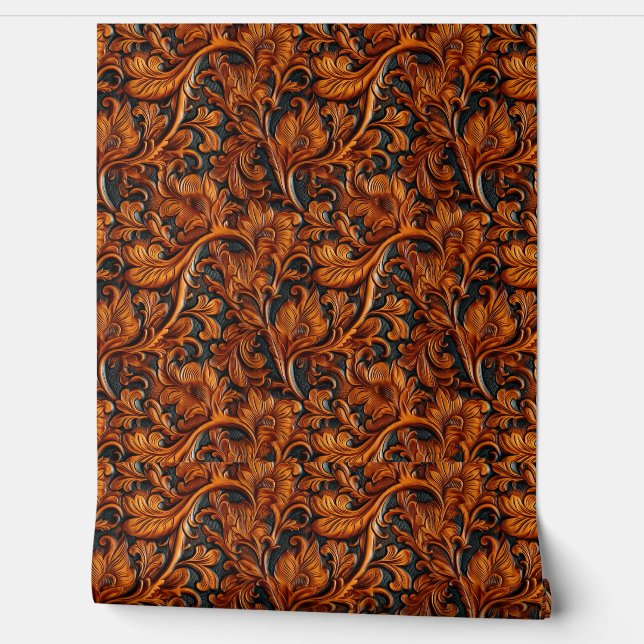 Rustiek Bruin zwart bewerkt leer Behang (Afrollen)