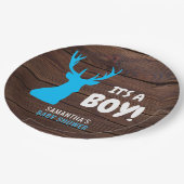 Rustiek Buck Hertenhout Het is een Baby shower pap Papieren Bordje (Gekanteld)