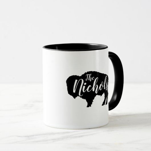 Rustiek Buffalo familie Monogram Mok (Voorkant rechts)