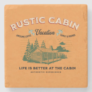 Rustiek Cabin Life is beter in de cabine Stenen Onderzetter
