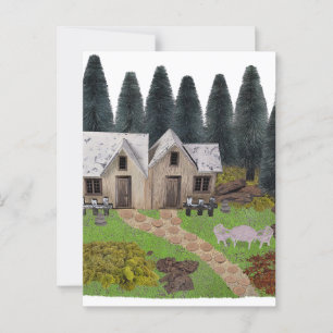 Rustiek chalet met opstapjes voor zomerkamp briefkaart