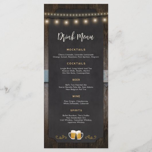 Rustiek Cheers en Beers 4x9 Drink Menu (Voorkant)