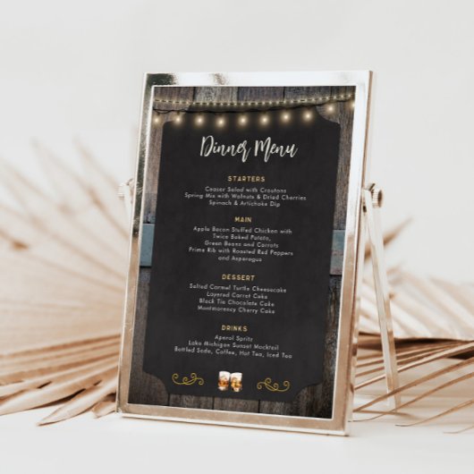 Rustiek Cheers Whiskey Shot Thema 5x7 Diner Menu