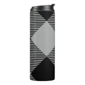 Rustiek Chic Grijs & Wit Plaid Thermosbeker (Gedraaid links)