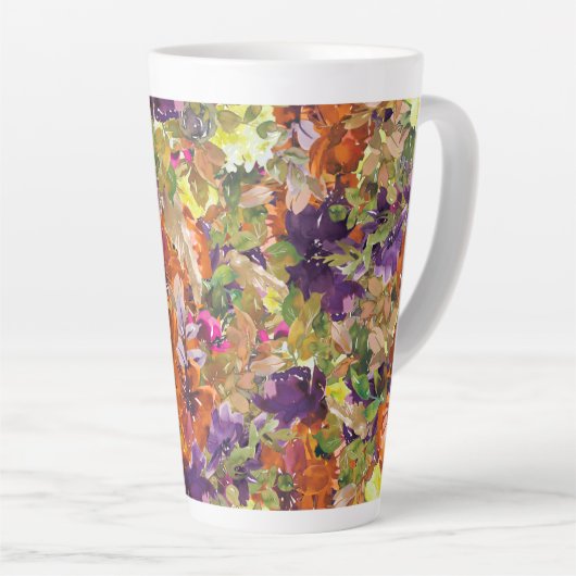 Rustiek Chic Herfst Herfst Bloemenpatroon Latte Mok (Rechterhoek)