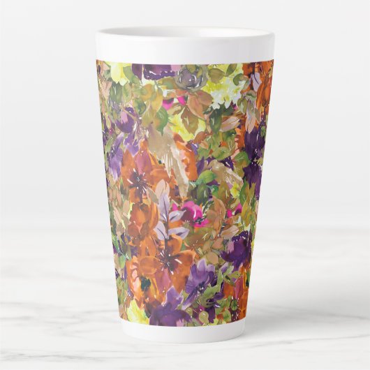 Rustiek Chic Herfst Herfst Bloemenpatroon Latte Mok (Voorkant)