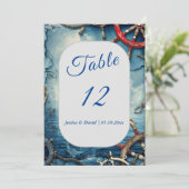 Rustiek Chic Nautische Trouwtafel Nummer Kaart (Staand voorkant)