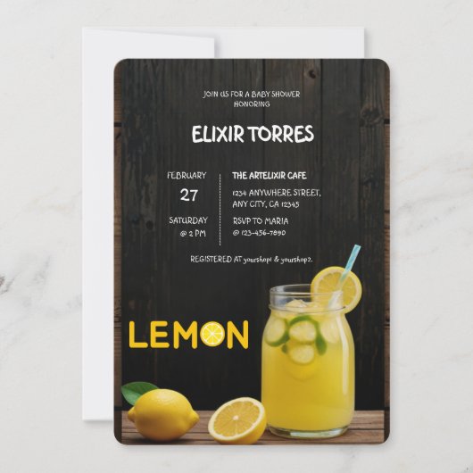 Rustiek citroen limonade Baby shower Kaart (Voorkant)