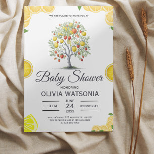 Rustiek Citrus Lemon Tree Baby shower Kaart