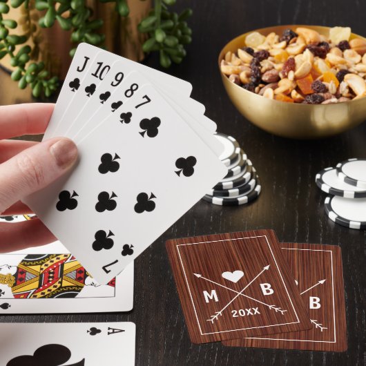 Rustiek Classy Country Style Hout Grain Pattern Pokerkaarten (Insitu)