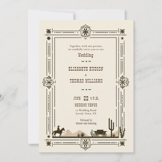 Rustiek  Cowboy Bruiloft Western Lijst Kaart (Voorkant)