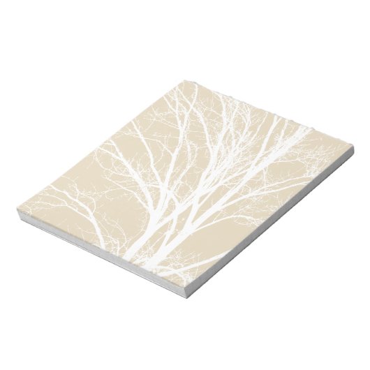 Rustiek crème bruin witte boom takken notitieblok (Gedraaid)
