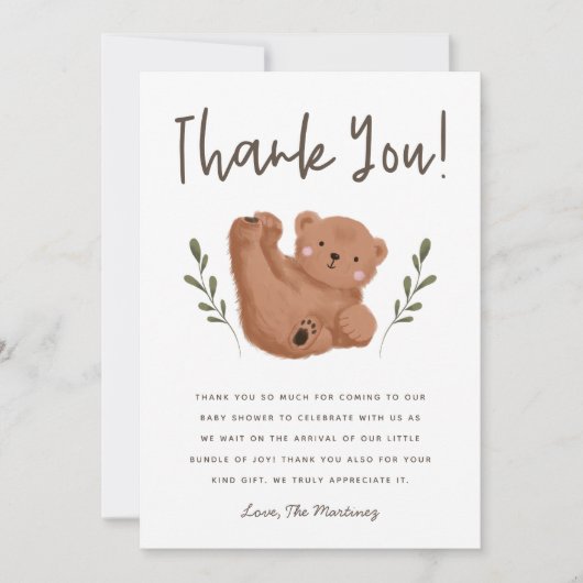 Rustiek Cub Beer Baby shower Bedankkaart (Voorkant)