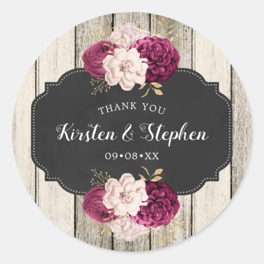 Rustiek dank u bruiloft of Vrijgezellenfeest gunst Ronde Sticker (Voorkant)