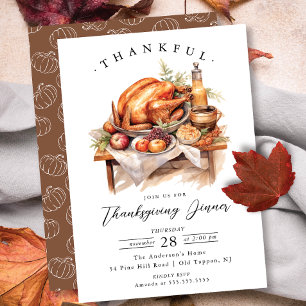 Rustiek Dankbaar Thanksgiving Diner Invitation Kaart