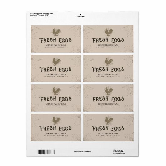 Rustiek Decoratief Script Ei Karton Label (Full Sheet)