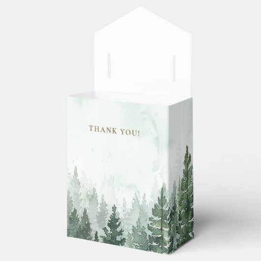 Rustiek dennenboom bos Baby shower Bedankdoosjes (Geopend)