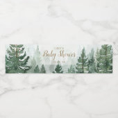 Rustiek dennenboom bos Baby shower Waterfles Etiket (Enkel label)