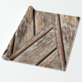 Rustiek Distressed Wood Grain geometrisch patroon Cadeaupapier (Uitgerold)