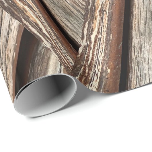 Rustiek Distressed Wood Grain geometrisch patroon Cadeaupapier (Rol Hoek)