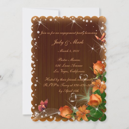 Rustiek Donker Hout Bloemen Vlinder Verlovingsfees Kaart (Voorkant)
