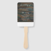 Rustiek donker hout bruiloft programma handwaaier (Voorkant)