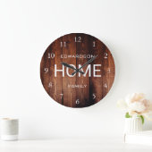 Rustiek donker hout patroon Home script familienaa Grote Klok (Huis)
