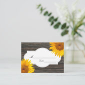 Rustiek Donker Hout & Zonnebloem Trouwplaats/Zitpl Plaatskaartje (Staand voorkant)
